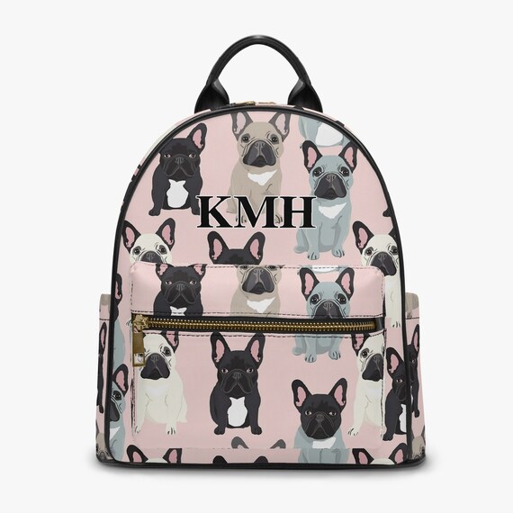 Pastel Pink Frenchie French Bulldog Dog [ Backpack Back Pack  display picture 1