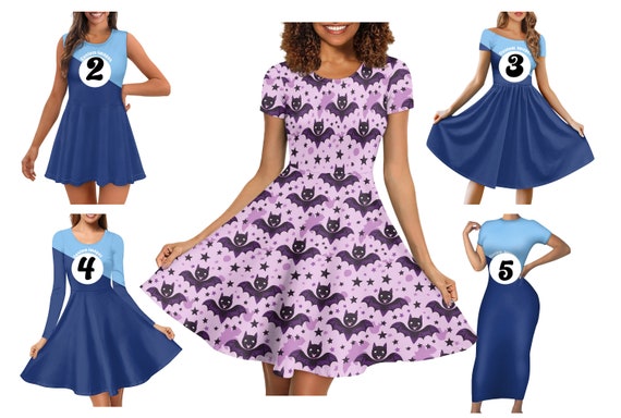 Purple Lilac Alternative Bats Emo Bat Halloween Flared Flare Bottom Skater  Dress Long OR Short Sleeves / Sleeveless Custom Printed S-4XL - Etsy