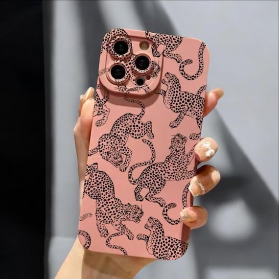 Y2K Black Pink Cheetah Leopard Rubber iPhone Case, for iPhone 16