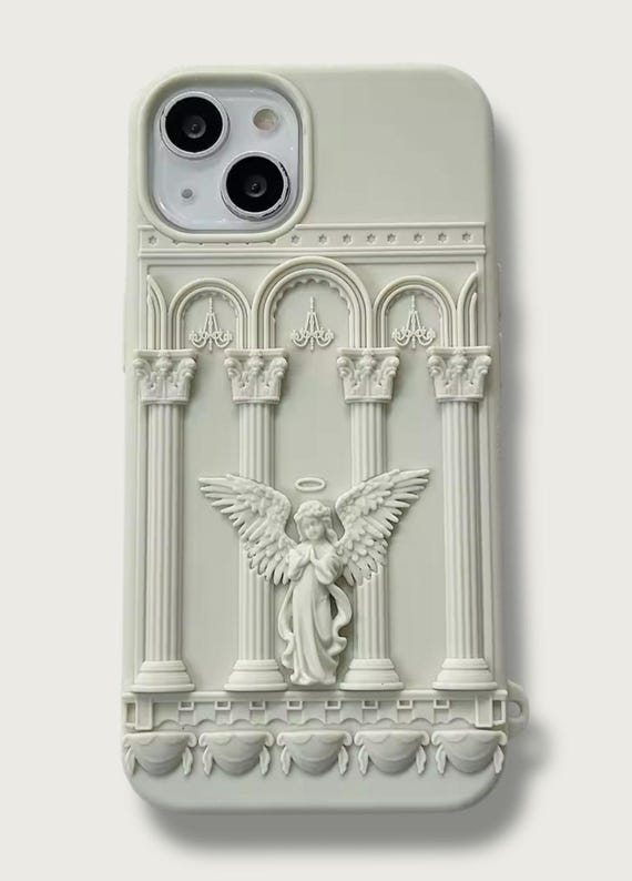 Renaissance Art iPhone Case, 3D Statue, Praying Angel, Aesthetic Case, For  iPhone 16 15 14 13 12 11 Pro Max Case, Silicone TPU, Korean Case