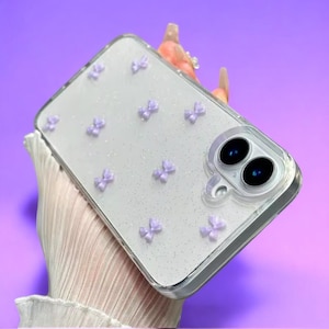 Yeddabox Case For IPhone 16 Pro Max, Cute Ribbon Bow Pattern Design For IPhone 16 Pro Max Case For Women Girls, Aesthetic Soft TPU And Hard PC Protective Cover - Purple - View #4