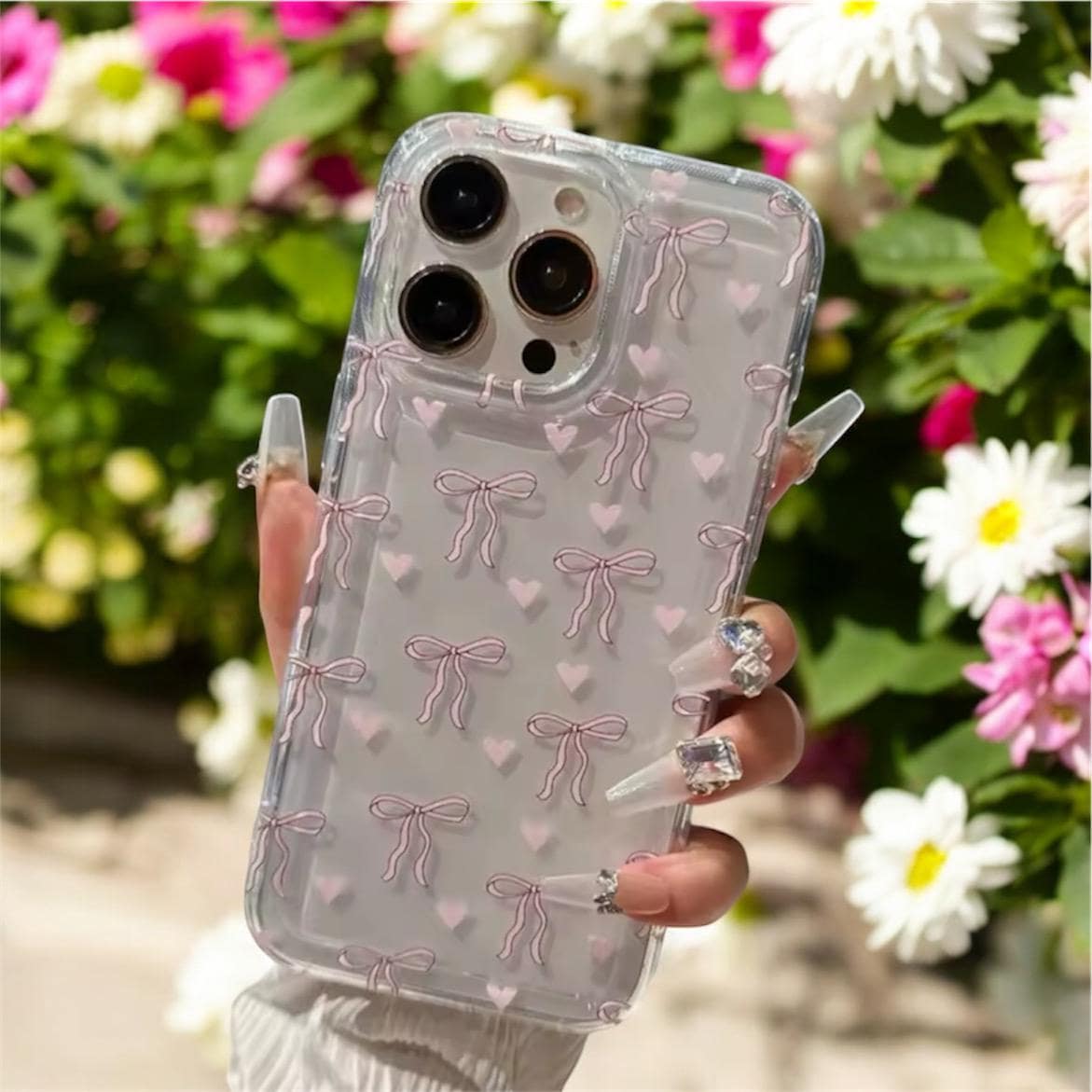 Dainty Pink Coquette Bow Ribbon Clear iPhone Case for iPhone