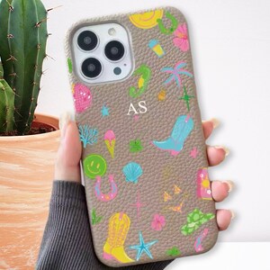 Botas de vaquero de neón beige de lujo Iniciales Caja personalizada iPhone 15 14 13 12 11 Pro Mini Max Plus Nombre de regalo Caso Carta personalizada Cubierta de cuero