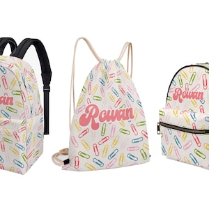 Sac à dos arc-en-ciel trombone pastel pour tout-petit enfant maternelle préscolaire sac à langer personnalisé nom personnalisé toile sac à dos