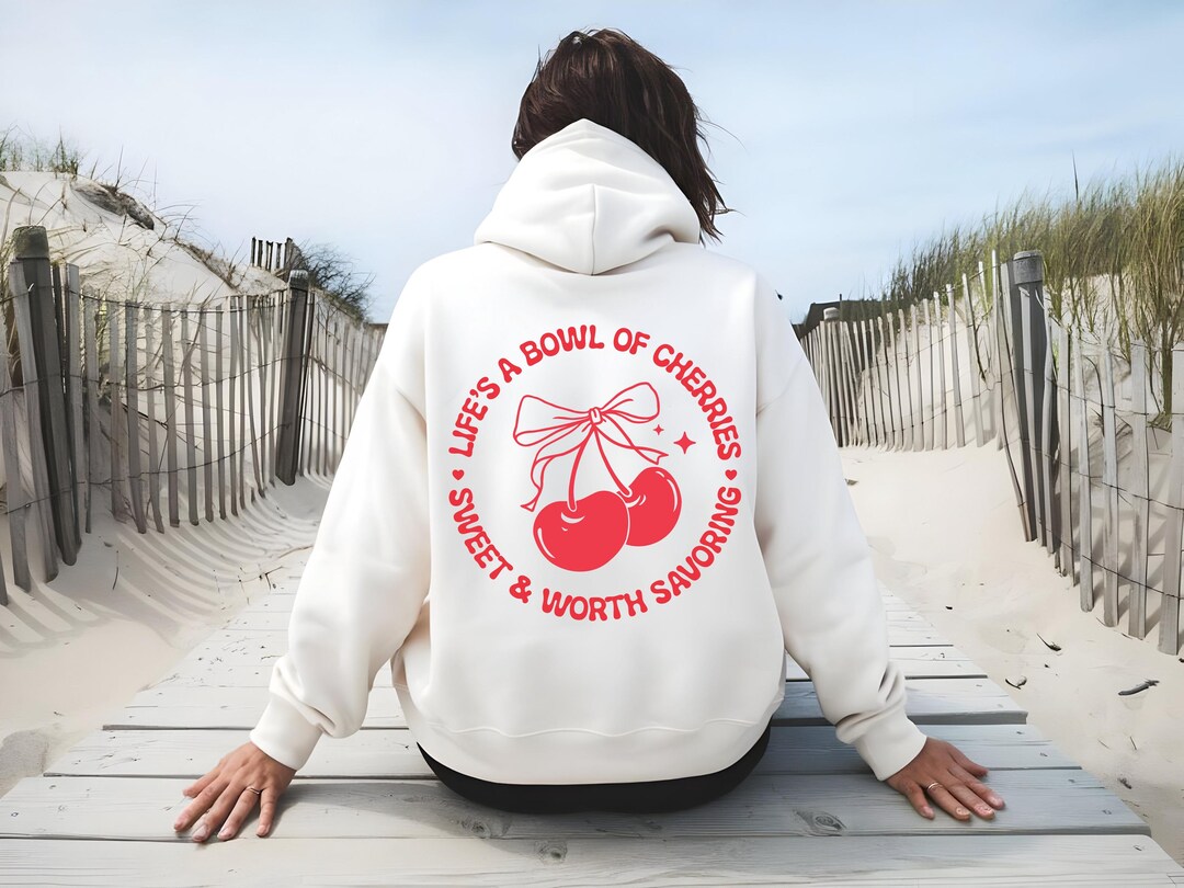 Life's a Bowl of Cherries, Red Statement Hoodie, Unisex Size XS