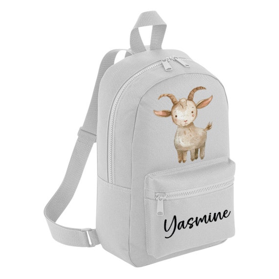 Baby Goat Kid White Farm Mini Personalised Backpack Custom Name