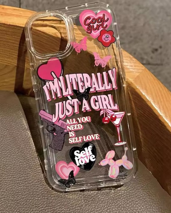 I'm Literally Just a Girl Pink Clear iPhone Case, for iPhone 16 15
