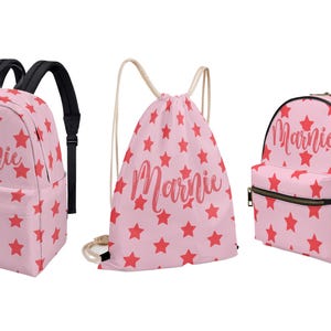 Sac à dos rose étoiles étoiles chaud pour tout-petit enfant maternelle sac à langer école préscolaire nom personnalisé sac à dos en toile