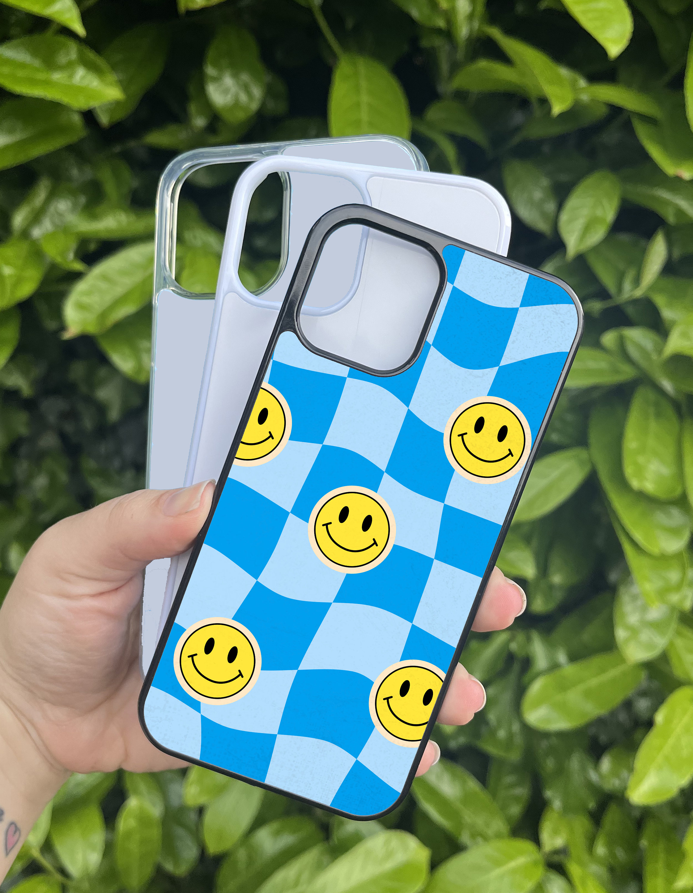 Blue Face Check Y2K Retro Case Casing iPhone 6 SE 7 8 XR X Plus 11