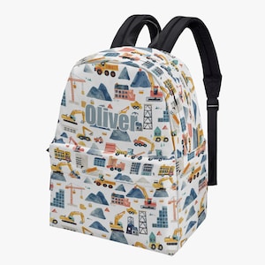 Grue Construction camion ouvrier pelle Mini sac à dos pastel sac à dos sac bambin crèche préscolaire école à langer nom personnalisé personnalisé