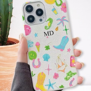 Botas de vaquero de neón blanco de lujo Iniciales Caja personalizada iPhone 15 14 13 12 11 Pro Mini Max Plus Nombre de regalo Caso Carta personalizada Cubierta de cuero