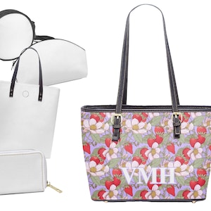 Sac à main personnalisé avec lettre initiale lilas marguerite et fraise, 9 styles, trousses de maquillage ou de cosmétiques, sac à main en bandoulière pour femme, cadeau personnalisé
