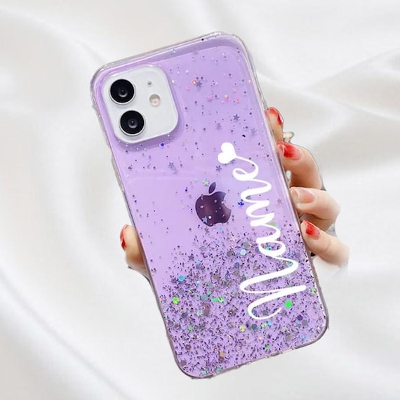 Lilac Chunky Gel Holographic Glitter Personalised Case for iPhone