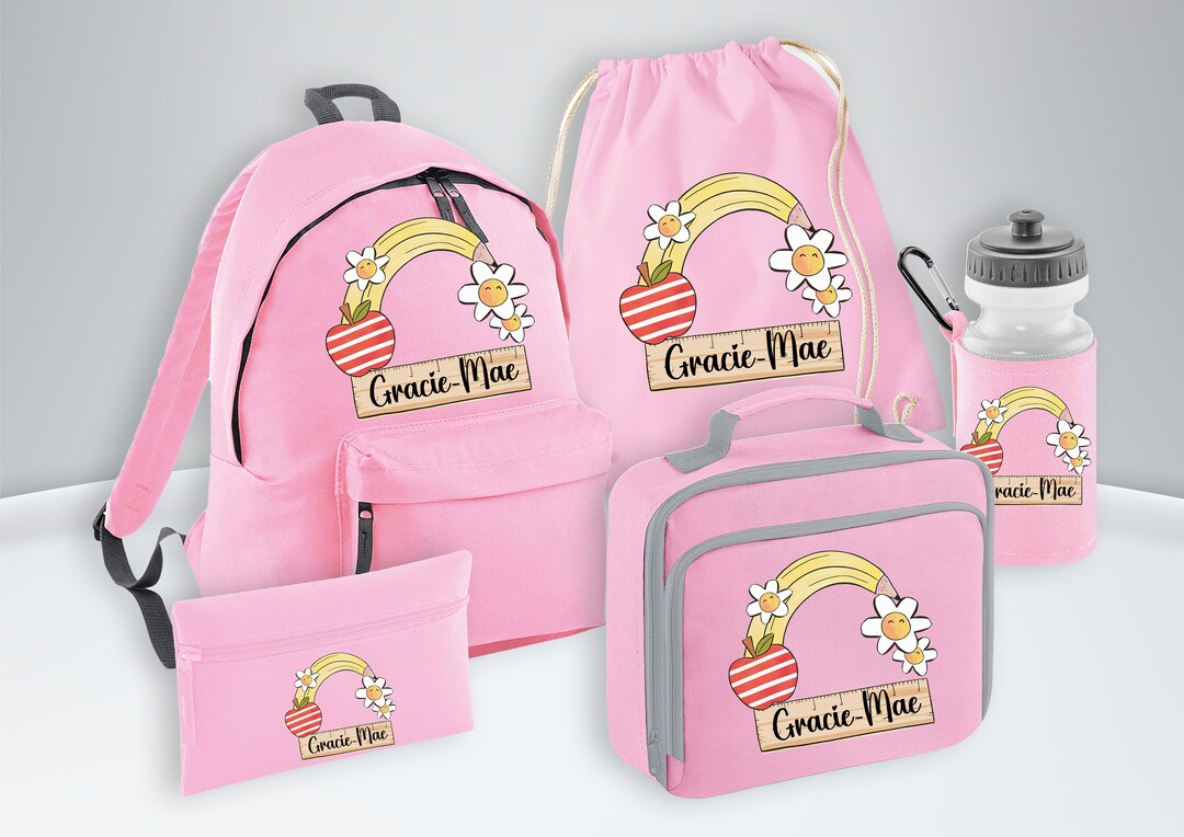Boho Ruler Apple Personalised Back to School Set Bundle Backpack Gym ...