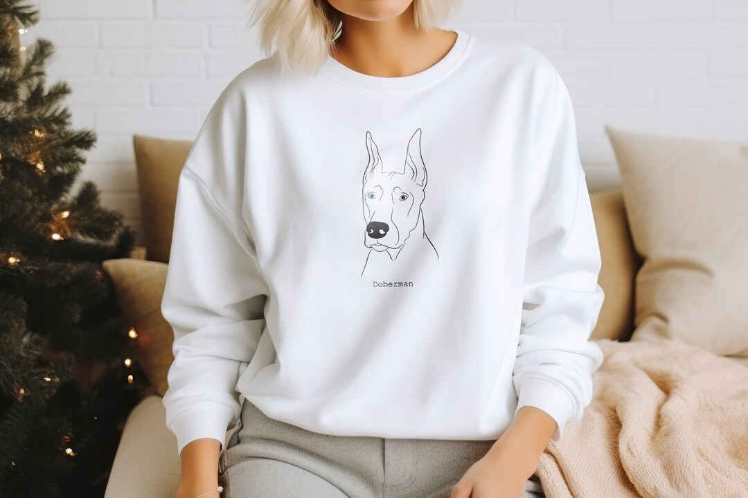 Dog Doberman Pattern Print Women Crewneck Sweatshirt