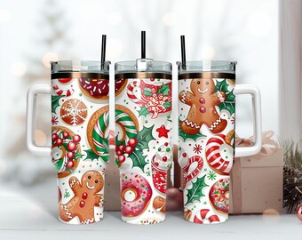 Weihnachtsplätzchen Thermo-Trinken 40 Unzen Becher, personalisierter Eiskaffee, Edelstahlbecher, Thermobecher Trinken für Kaffeeliebhaber Tee