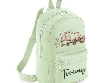 Tractor Agriculture Farm Mini Personalised Backpack Custom Name Rucksack, Backpack For Nursery Preschool, Bag For School, Toddler Children&#39;s