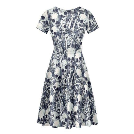 skull print skater dress Dahlia Skull Pocket Skater Dress XL