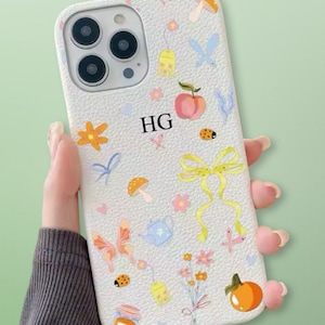 Funda personalizada con iniciales de cinta de tetera arco iris de lujo iPhone 15 14 13 12 11 Pro Mini Max Plus Funda con nombre de regalo Funda de cuero con letras personalizadas