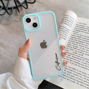 Luxus Blau klar personalisierte Hülle für iPhone 15 14 13 12 11 Pro Max Plus Frauen Geschenk Name Fall Benutzerdefinierte Anfangssilikon Stoßfänger Briefabdeckung