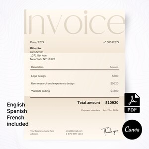 Simple invoice template | PDF + Canva