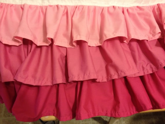 Ruffled Crib Skirt Pink Ombre 3 Tiered Solid Color Ruffled Etsy