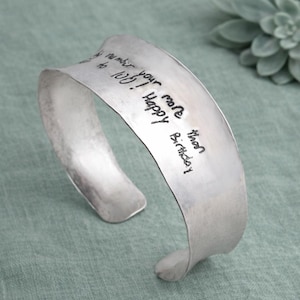 Bracelet personnalisé écriture manuscrite en argent sterling - Manchette personnalisée de l'écriture de votre proche