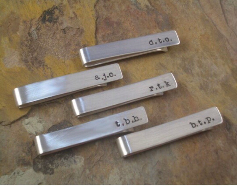 Groomsmen Accessory/Wedding Party Gift/Personalized Golden Tie Bars image 5