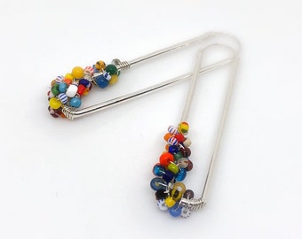 Everday Colorful Beaded Multicolor Hoops Minimalist Earrings