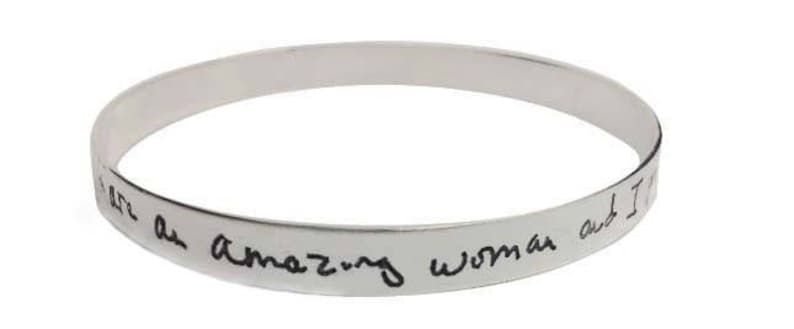 Actual Handwriting Sympathy Gift Bangle Bracelet Memorial Jewelry by donnaodesigns