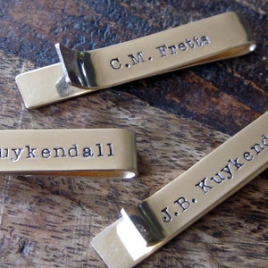 Groomsmen Accessory/Wedding Party Gift/Personalized Golden Tie Bars image 1