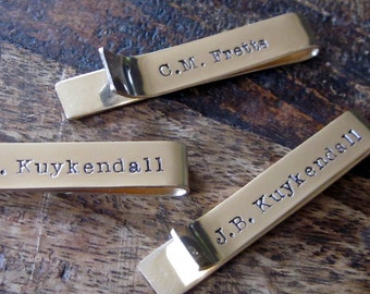 Groomsmen Accessory/Wedding Party Gift/Personalized Golden Tie Bars