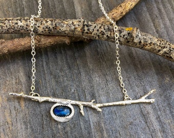 Labradorite Jewelry Twig/Branch Necklace/Botanical Nature Lover