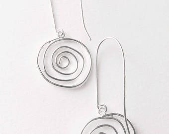 Dangle Spiral Earrings/Swirl Earrings/Everyday Earrings/Minimalist Earrings by donnaodesigns