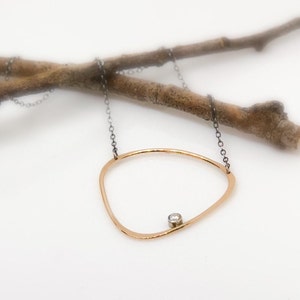 Großer Dreieck Hoop Anhänger/Boho Ewige Minimalistische Halskette/Moderne Offene Dreieck Halskette/Schichtkette