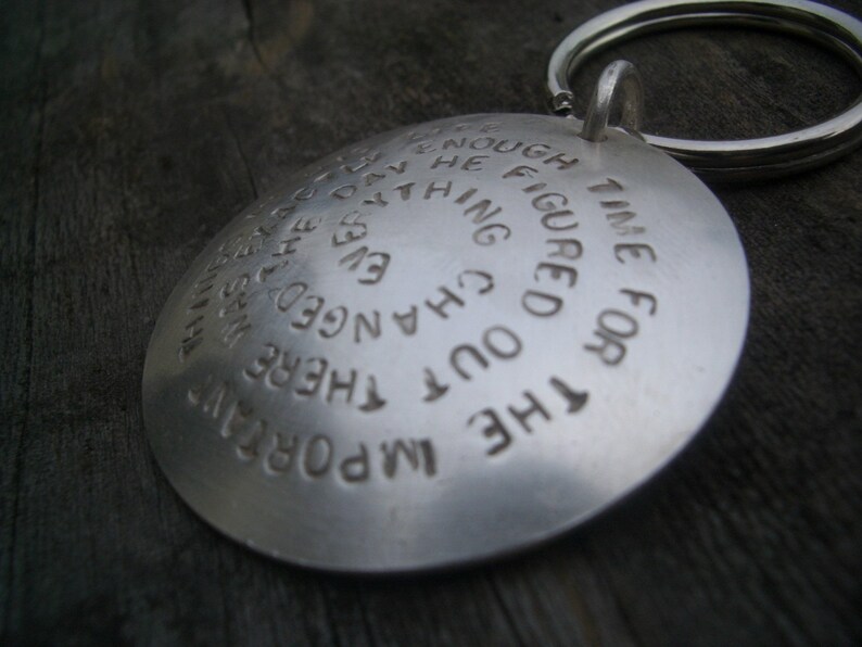 Custom Quote Hand Stamped Keyring by Donnoadesigns - Etsy
