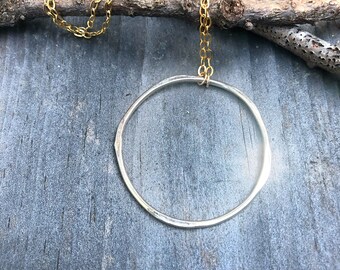 Everyday Large Open Circle Minimalist Necklace, Boho Hoop Necklace, Eternity Necklace