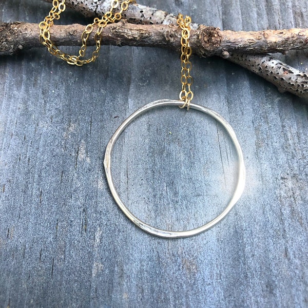 Everyday Large Open Circle Minimalist Necklace, Boho Hoop Necklace, Eternity Necklace