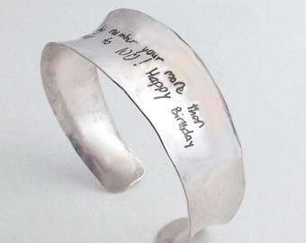 Actual Handwriting Sterling Cuff Bracelet by donnaodesigns