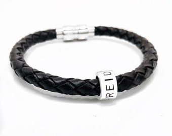 Mens Name Bracelet, Dad Bracelet, Gift for Men, Leather Gift, Boyfriend Gift, Husband Gift, Dad Gift