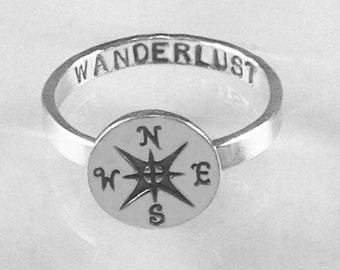 WANDERLUST Jewelry/Compass Message Ring/