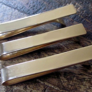 Groomsmen Accessory/Wedding Party Gift/Personalized Golden Tie Bars image 2