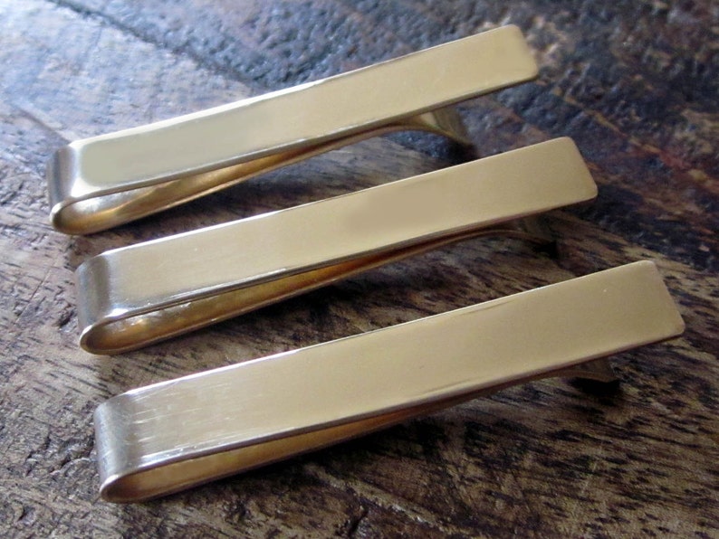 Groomsmen Accessory/Wedding Party Gift/Personalized Golden Tie Bars image 2