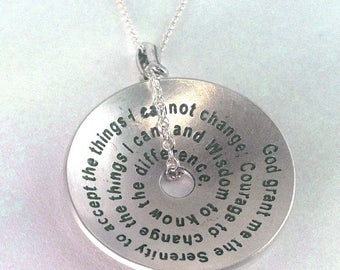 Serenity Prayer Jewelry/Talisman Necklace/Inspirational Jewelry/Anniversary Gift