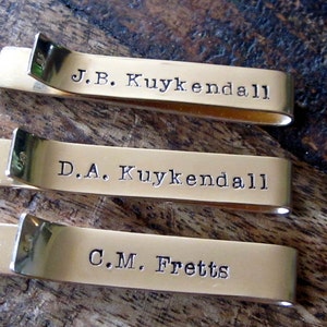 Groomsmen Accessory/Wedding Party Gift/Personalized Golden Tie Bars image 3