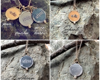 Sanskrit Charm Necklace Shanti | Ahimsa | Abhaya