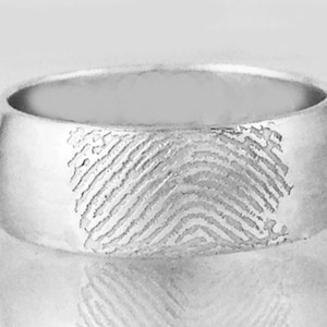 SOLD OUT. Get an email alert when it&#39;s available again. Fingerprint Ring Domed Band by donnaodesigns