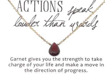 Garnet Tear Drop Necklace | Motivational Gift | Support Gift