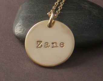 Hand Stamped Gold Filled Name Necklace by donnaodesigns