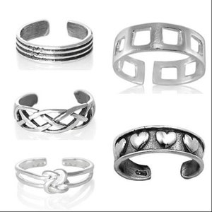 Sterling Toe Ring Disegni Multipli